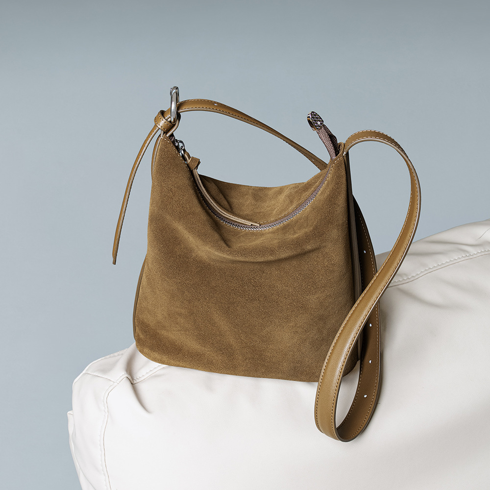 Interior Design Vintage Style - Women's Bucket Bag Suede Leather Vintage