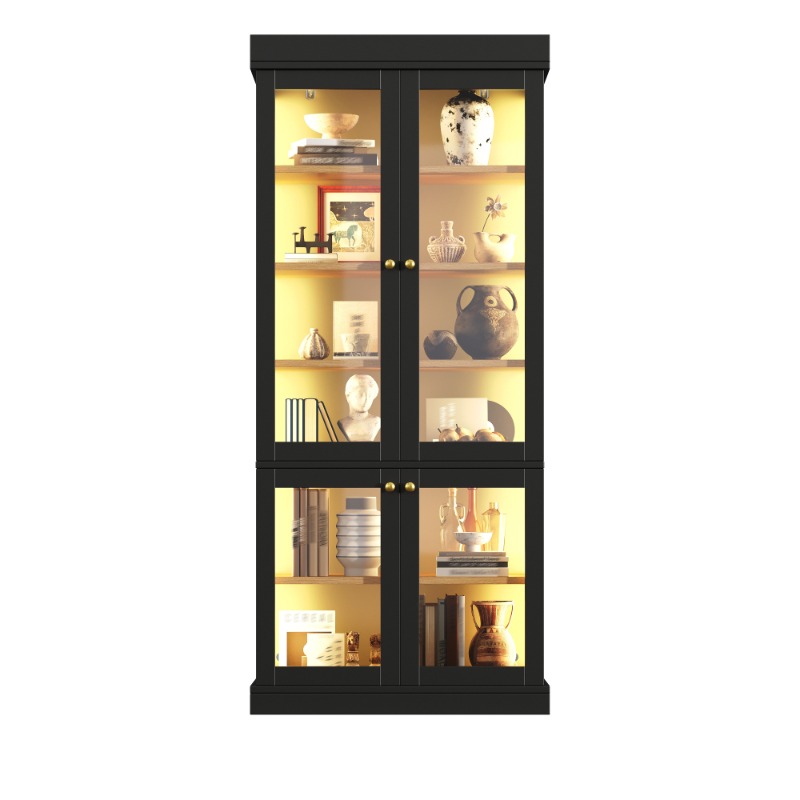 Interior Design Lighting Layout - Modern Stand-Alone Glass Display Cabinet with